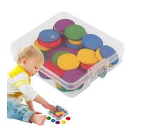 Coperoncini di conteggio della matematica - Playset rotondo in legno 50 pezzi, token numerici educativi | Kit di attività in classe, Assistenza didattica per strumenti di apprendimento colorato, Conte