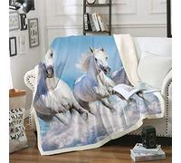 Coperta 3D Con Cavallo Selvatico per Bambini, Ragazzi e Adulti - Copriletto in Pile Con Stampa di Cavalli Che Corrono - Decorazione per la Stanza