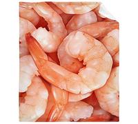 Coperta 3D con gamberetti rossi e frutti di mare, realistica, in flanella, morbida, leggera, per tutte le stagioni, per soggiorno, letto, divano, sedia, piccola, 127 x 101,6 cm