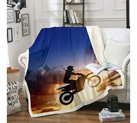 Coperta 3D per moto da cross, coperta per bambini, ragazzi, ragazzi, sport estremi, coperta in pile per motocross, coperta in Sherpa, decorazione per la stanza, 76,2 x 101,6 cm