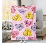 Coperta a forma di cuore, per San Valentino, giocoso abbracci e baci, con scritta "Sweet Valentine Peach", morbida e decorativa, per divano, letto, sedia da ufficio, scrivania, 101 x 127 cm