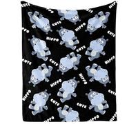 Coperta a forma di ippopotamo, 50" x 40" in flanella, con simpatici ippopotami, animali di peluche colorati, morbida coperta per il pisolino, ideale come regalo per gli amanti degli ippopotami, ragazz