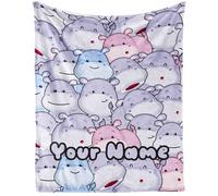 Coperta a forma di ippopotamo, 50" x 40" in flanella, con simpatici ippopotami, animali di peluche colorati, morbida coperta per il pisolino, ideale come regalo per gli amanti degli ippopotami, ragazz