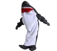 Coperta a forma di squalo per adulti, coperta indossabile con cappuccio, super morbida e accogliente, coperta indossabile, sacco a pelo, cosplay, costume da squalo, idea regalo, Grigio scuro, M for