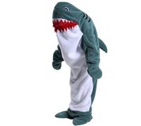 Coperta a forma di squalo per adulti, coperta indossabile con cappuccio, super morbida e accogliente, coperta indossabile, sacco a pelo, cosplay, costume da squalo, idea regalo, Verde, S for 47-53in