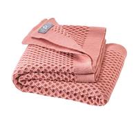 Coperta a maglia a nido d'ape, per neonati e bambini, 100% lana merino biologica, morbida e calda, 80 x 100 cm, sostenibile e equa, in bel motivo a maglia a nido d'ape, prodotta in Germania, rosa
