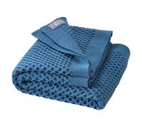 Coperta a maglia a nido d'ape, per neonati e bambini, 100% lana merino biologica, morbida e calda, 80 x 100 cm, sostenibile e equa, in bel motivo a maglia a nido d'ape, prodotta in Germania, blu