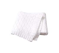 Coperta a maglia per neonato, morbida e calda, lavorata a maglia all'uncinetto, 80x100 cm, bianca, per culla e passeggino