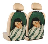 Coperta a righe bianche e verdi da donna, protezioni per il retro del sedile dell'auto, confezione da 2 tappetini con tasche portaoggetti per proteggere i veicoli da sporco, fango e graffi