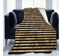 Coperta a righe nere e oro in morbidissima flanella, leggera, calda e confortevole, adatta a tutte le stagioni, 50"x40"