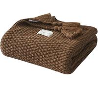 Coperta A Sfera Lavorata A Maglia con Nappa Nordica, Coperta di Lana Coperta per La Pausa Pranzo in Ufficio, Coperta Scialle per Divano per Il Tempo Libero, Stile Semplice, Brown, 180 * 200CM