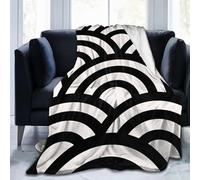 Coperta Abstract Waves, Arches, Black And White Lines Coperta Divano Leggera Peluche Coperte per Poltrona Uomini Campeggio 125x150cm