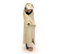NOXXIEZ - Coperta per bambini con cappuccio, morbida coperta in pile effetto peluche per ragazzi, ragazze, estate, inverno, campeggio e come coperta (ricciolo)
