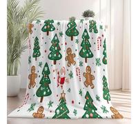 Coperta Albero di Natale omino di pan di zenzero Pile Divano Morbida Coperte per Letto Singolo Matrimoniale Verde Rosso Soffice e Calda Coperta Pile Invernale per Bambini Adulti 220 x 240 cm