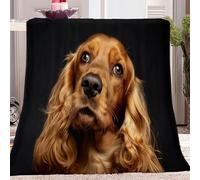 Coperta Animali Cocker Spaniel Oro Nero, Coperta Calde E Leggere In Flanella Per Divano Letto, Coperte Con Stampa Soffice Per Bambini E Adulti 130 x 150 cm