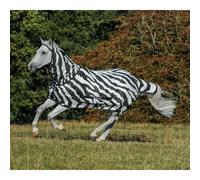 Coperta anti-mosche per cavalli - con copricollo Bucas Buzz-Off Zebra Blanc 105 cm