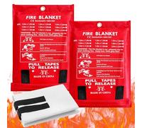 Coperta Antincendio, 2 Pezzi Telo Antincendio Antifuoco, 120 x 120cm Coperta Ignifuga in Fibra di Vetro, Antifiamma Coperta di Sicurezza Ignifuga per Cucina, Campeggio, Auto, Casa