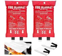 Coperta antincendio da cucina, 2 pezzi, coperta antincendio, protezione antincendio, protezione in fibra di vetro per incendi grassi, DIN EN 1869:2019, adatta per cucine, auto, camere (1 m x 1 m)