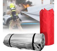 Coperta antincendio per auto, double-face, in silicone, ignifuga, 1100 °C, ad alta temperatura, riutilizzabile, per veicoli a gas e veicoli elettrici, 3 x 4