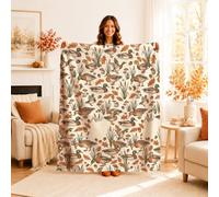 Coperta autunnale con anatre e germano reale rustica, 101,6 x 127 cm | Coperta in flanella rustica, tema natura boschiva, illustrazione della fauna selvatica delle zone umide