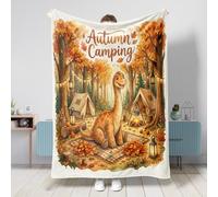 Coperta autunnale con brachiosauro, 127 x 152 cm, simpatica coperta per vacanze e campeggio, soffice coperta in flanella per divano, viaggio, decorazione per la casa e il letto con dinosauri