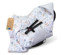 Coperta avvolgente per ovetto e passeggino - morbida copertina Minky neonato bifacciale con cappuccio - utilizzabile Inverno in viaggio e a casa 90×90 cm Gufo Grigio Chiaro Oeko-Tex