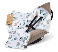 Coperta avvolgente per ovetto e passeggino - morbida copertina Minky neonato bifacciale con cappuccio - utilizzabile tuttol'anno in viaggio e a casa 90×90 cm Africa marrone Oeko-Tex