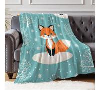 Coperta Bambini Fox Flowers 100x140 cm, Copertina Pile Morbida per Bambina e Bambino, Plaid Caldo Regalo Cameretta