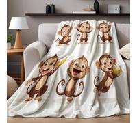 Coperta Bambini Scimmia dei cartoni animati 100x140 cm, Copertina Pile Morbida per Bambina e Bambino, Plaid Caldo Regalo Cameretta