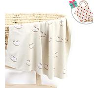 Coperta Bello Bimbo in Maglia per bambino, Odot cotone Soffice Dormire di Coperta Unisex Neonato Morbida Coperta Swaddle Perfetta per Culla, Carrozzina, Lettino (Crema,100 x 80 cm)