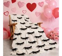 Coperta bianca e nera per divano (127 x 152,4 cm), morbida flanella per decorazione della stanza delle ciglia, biancheria da letto estetica moderna, regalo di San Valentino per artisti delle ciglia