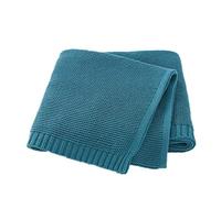 Coperta Bimbo in Maglia per Bambino, Surwin Baby Copertina Neonato Multiuso in Cotone Biologico per Carrozzina Culla Lettino Passeggino (80x100cm,blu verde)