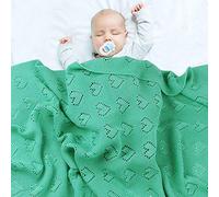 Coperta Bimbo in Maglia per Bambino, Surwin Baby Copertina Neonato Multiuso in Cotone Biologico per Carrozzina Culla Lettino Passeggino (Verde uva,100x80cm)