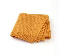 Coperta Bimbo in Maglia per Bambino, Surwin Baby Copertina Neonato Multiuso in Cotone Biologico per Carrozzina Culla Lettino Passeggino (80x100cm,Marrone giallastro)