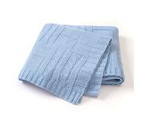 Coperta Bimbo in Maglia per Bambino, Surwin Baby Copertina Neonato Multiuso in Cotone Biologico per Carrozzina Culla Lettino Passeggino (80x100cm,blu)