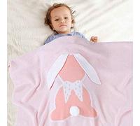 Coperta Bimbo in Maglia per Bambino, Surwin Stampa orecchie di coniglio Baby Copertina Neonato Multiuso in Cotone Biologico per Carrozzina Culla Lettino Passeggino (Rosa,100x80cm)