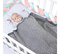 Coperta Bimbo in Maglia per Bambino, Surwin Stile mattone griglia Baby Copertina Neonato Multiuso in acrilico Biologico per Carrozzina Culla Lettino Passeggino (grigio,100x80cm)