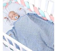 Coperta Bimbo in Maglia per Bambino, Surwin Stile mattone griglia Baby Copertina Neonato Multiuso in acrilico Biologico per Carrozzina Culla Lettino Passeggino (cielo blu,100x80cm)