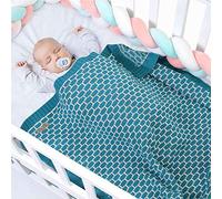 Coperta Bimbo in Maglia per Bambino, Surwin Stile mattone griglia Baby Copertina Neonato Multiuso in acrilico Biologico per Carrozzina Culla Lettino Passeggino (blu pavone,100x80cm)