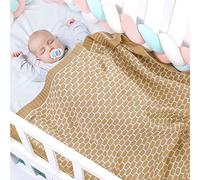 Coperta Bimbo in Maglia per Bambino, Surwin Stile mattone griglia Baby Copertina Neonato Multiuso in acrilico Biologico per Carrozzina Culla Lettino Passeggino (Marrone scuro,100x80cm)