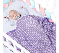 Coperta Bimbo in Maglia per Bambino, Surwin Stile mattone griglia Baby Copertina Neonato Multiuso in acrilico Biologico per Carrozzina Culla Lettino Passeggino (viola 1,100x80cm)