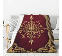 Coperta Burgundy Gold Baro-Que Coperta da Tiro Leggera Lavabile Plaid per Poltrona Letto Quattro Stagioni 125x150cm