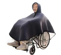Coperta calda per sedia a rotelle Coperta for sedia a rotelle con cappuccio e cerniera, fodera in pile, grigio blu(Grey)