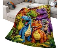 Coperta, Calore Delicato Per Tutte Le Stagioni, 200x150 Cm, Simpatica Coperta In Flanella Con Stampa Di Dinosauri, Decorazione Per Divano In Pile Con Dinosauri, Tavolozza Di Colori Vivaci, Per Divano