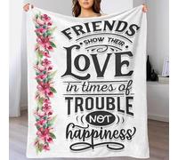Coperta carina con scritta "Friends Love Trouble", soffice e soffice coperta per il migliore amico, per divano, per amante, marito, moglie, donne, uomini, 50x60 pollici (127x152 cm)
