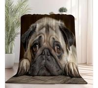 Coperta Carlino realistico Pile Divano Morbida Coperte per Letto Singolo Matrimoniale Beige Soffice e Calda Coperta Pile Invernale per Bambini Adulti 220 x 260 cm