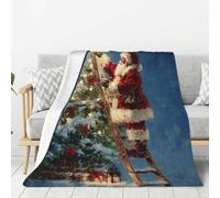 Coperta Christmas Santa Claus Oils Painting Vintage Styles Coperta Divano Peluche Lavabile Coperte per Poltrona Uomini 150x200cm