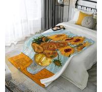 Coperta classica con stampa floreale a olio, comoda e calda, autoritratto di lusso di Vincent van Gogh, stampa 3D, coperta per divano, divano o letto, ideale come regalo per la decorazione della sta