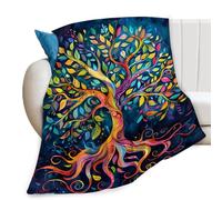 Coperta colorata con albero della vita, con stampa albero della vita, idea regalo per divano, letto, roba decorativa, morbida, accogliente, leggera, in pile felpato, biancheria da letto per amanti,