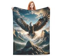 Coperta con aquila, regalo per bambini, donne e uomini, morbida, calda, leggera, accogliente, con aquile volanti americane, coperta per letto, soggiorno, divano, decorazione di compleanno, 152,4 x